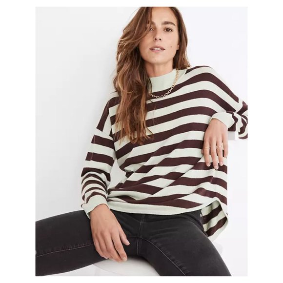 Madewell Sweaters - NWT Madewell Ashbury Kelsey Stripe Mock Neck Wool Alpaca Blend Knit Sweater S